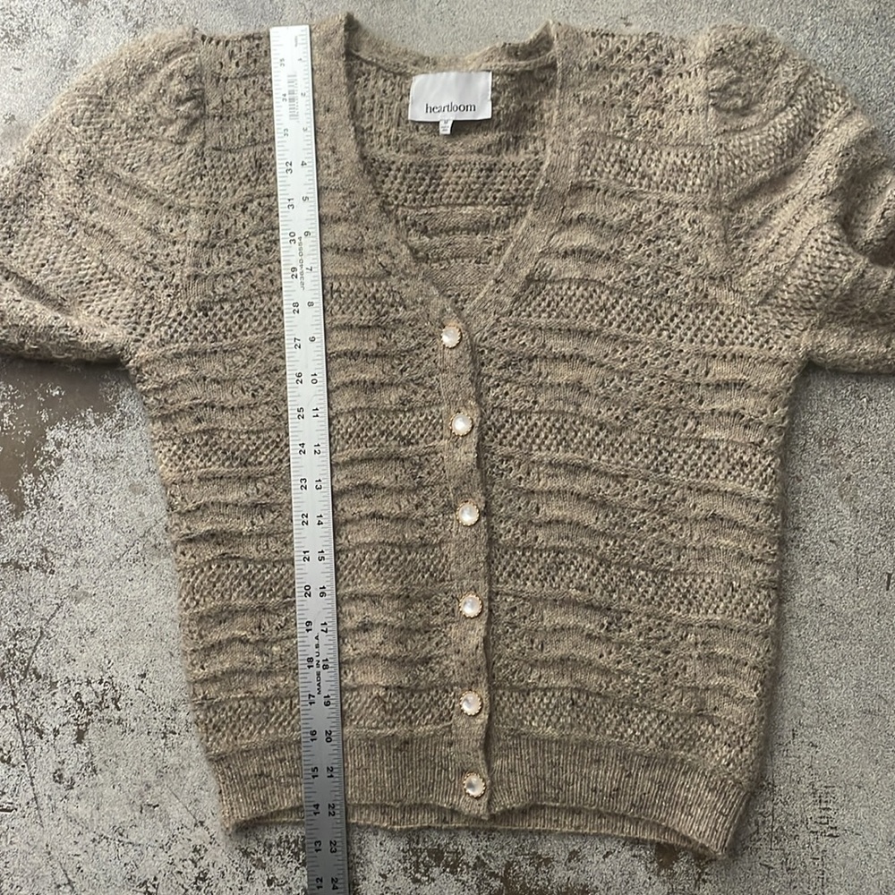 Heartloom Tan Textured Knit Cardigan Grandpa Sweater Neutral - Picture 10 of 10